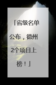 省级名单公布，德州2个项目上榜！