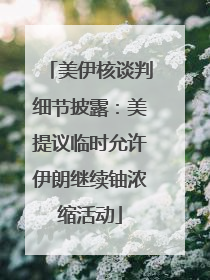美伊核谈判细节披露：美提议临时允许伊朗继续铀浓缩活动