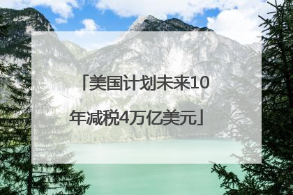 美国计划未来10年减税4万亿美元
