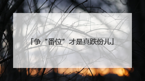争“番位”才是真跌份儿