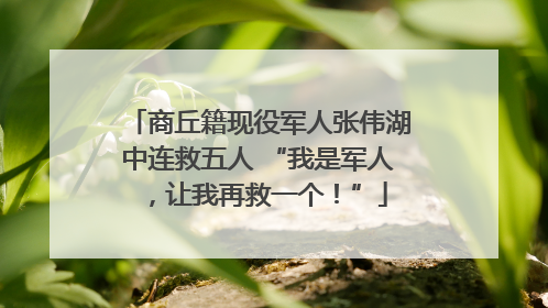 商丘籍现役军人张伟湖中连救五人 “我是军人，让我再救一个！”