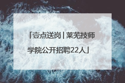 壹点送岗│莱芜技师学院公开招聘22人