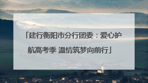 建行衡阳市分行团委：爱心护航高考季 温情筑梦向前行