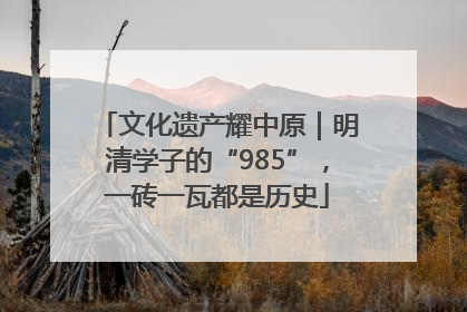 文化遗产耀中原｜明清学子的“985”，一砖一瓦都是历史