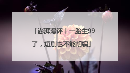 澎湃漫评丨一胎生99子，短剧也不能胡编