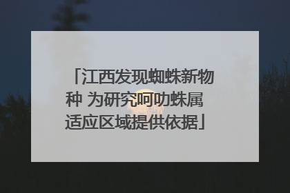 江西发现蜘蛛新物种 为研究呵叻蛛属适应区域提供依据