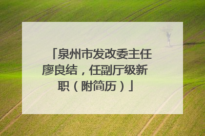 泉州市发改委主任廖良结，任副厅级新职（附简历）