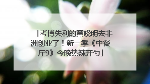 考博失利的黄晓明去非洲创业了！新一季《中餐厅9》今晚热辣开勺
