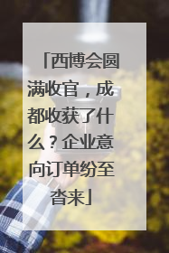 西博会圆满收官，成都收获了什么？企业意向订单纷至沓来