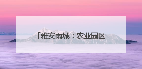 雅安雨城：农业园区跑出播种“加速度”