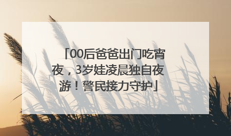 00后爸爸出门吃宵夜，3岁娃凌晨独自夜游！警民接力守护