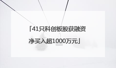 41只科创板股获融资净买入超1000万元